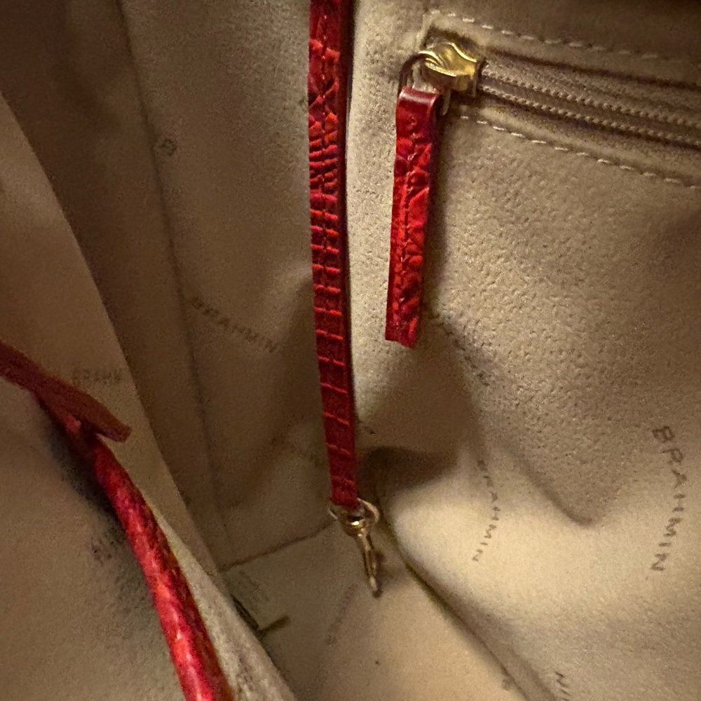 Brahmin Red Croc-Embossed Lena Satchel - Picture 7 of 13